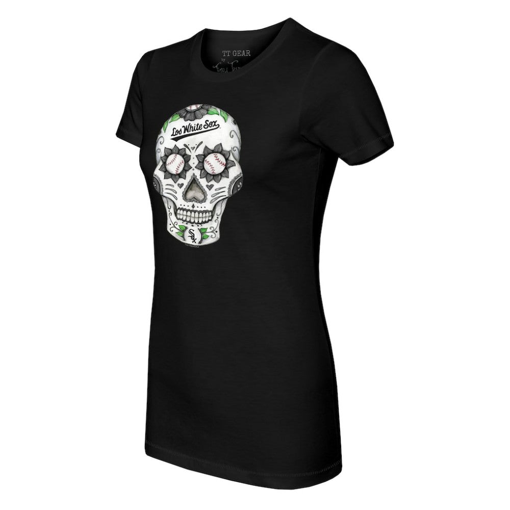 Chicago White Sox Tiny Turnip Women's Sugar Skull T-Shirt - Black T-shirts