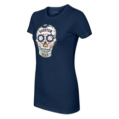 Houston Astros Tiny Turnip Women's Sugar Skull T-Shirt - Navy T-shirts