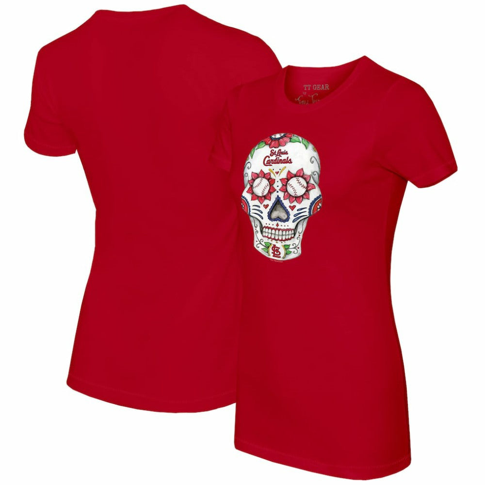 St. Louis Cardinals Tiny Turnip Women's Sugar Skull T-Shirt - Red T-shirts