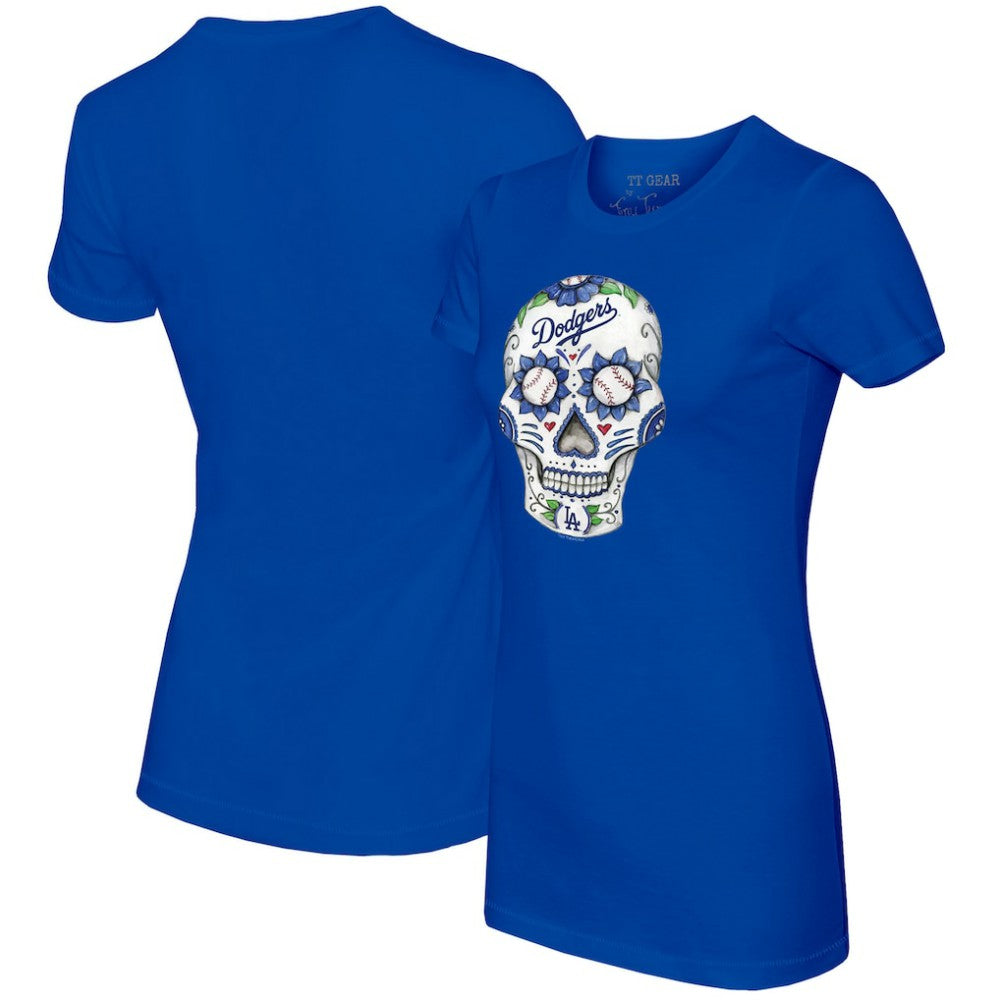 Los Angeles Dodgers Tiny Turnip Women's Sugar Skull T-Shirt - Royal T-shirts