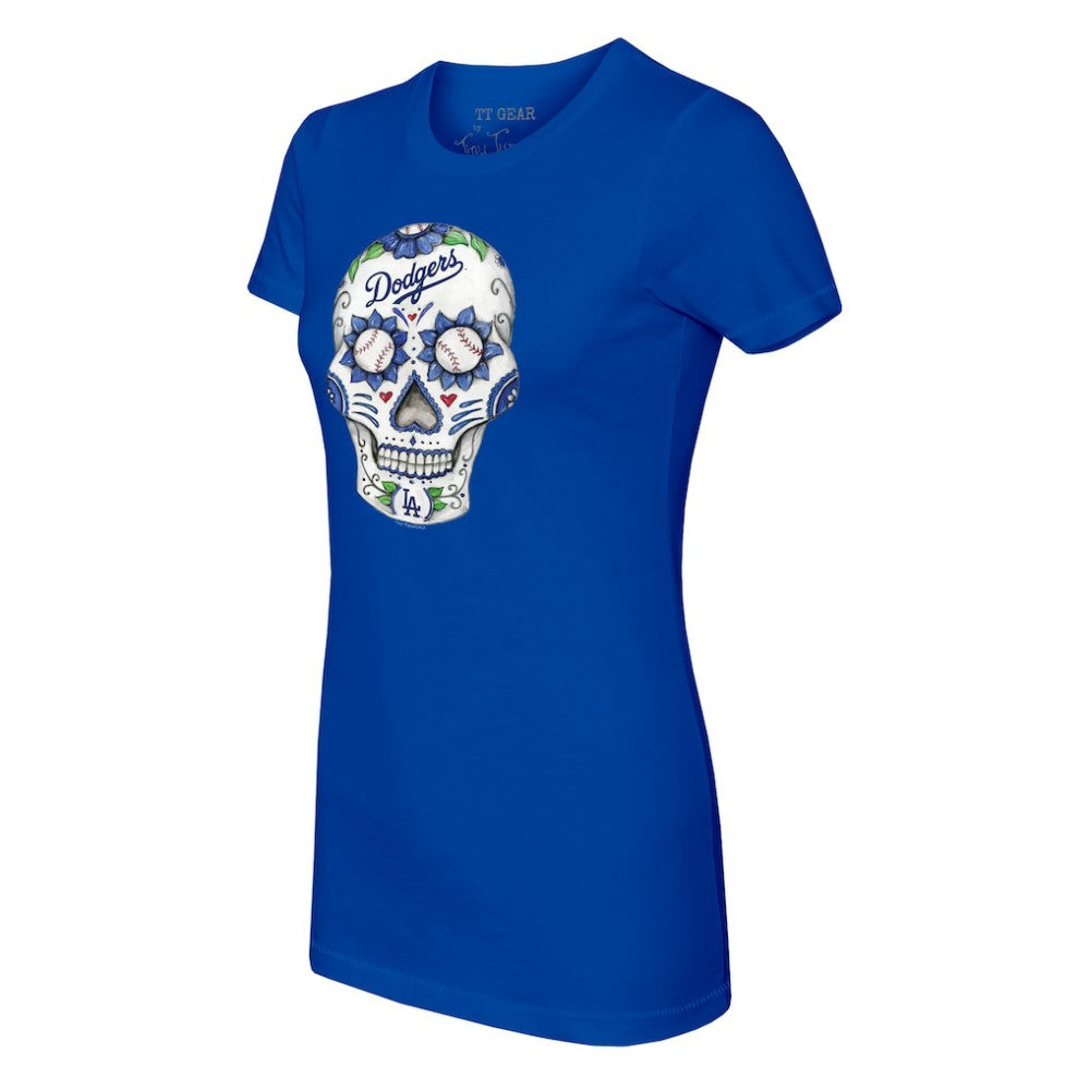 Los Angeles Dodgers Tiny Turnip Women's Sugar Skull T-Shirt - Royal T-shirts