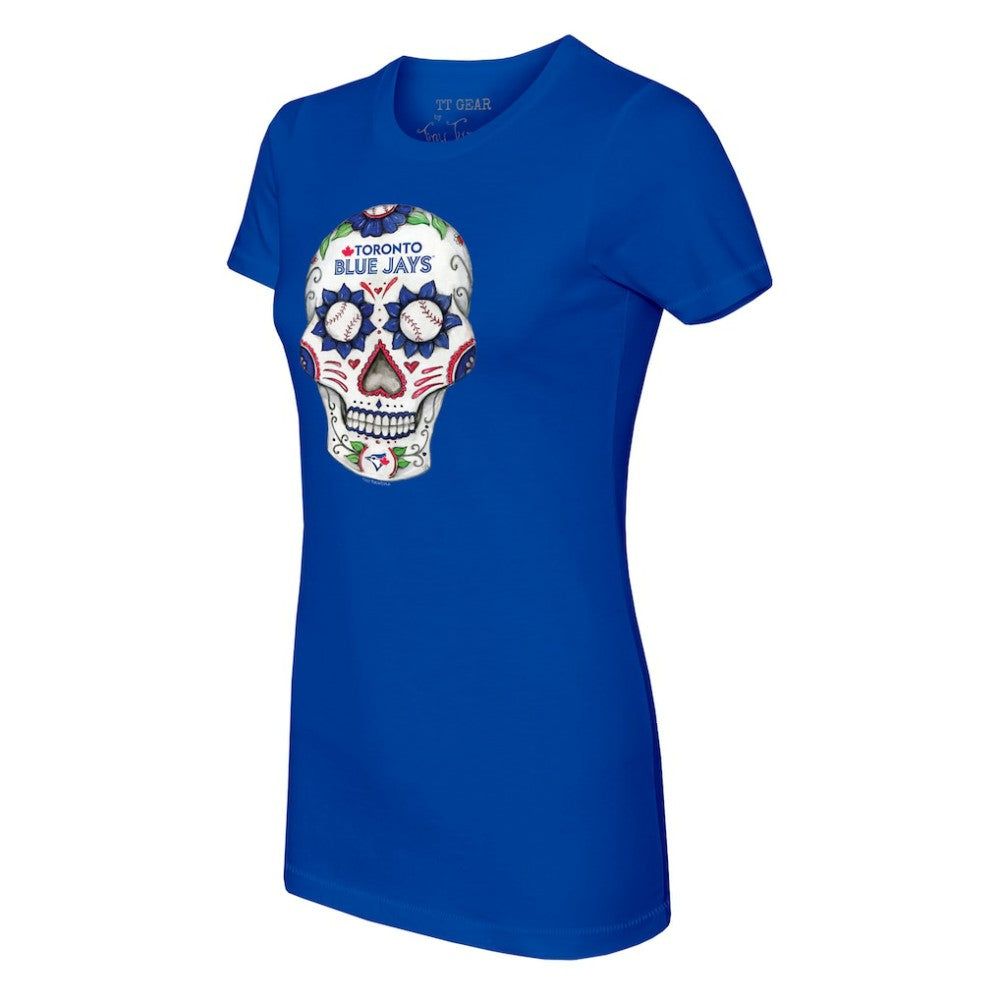 Toronto Blue Jays Tiny Turnip Women's Sugar Skull T-Shirt - Royal T-shirts