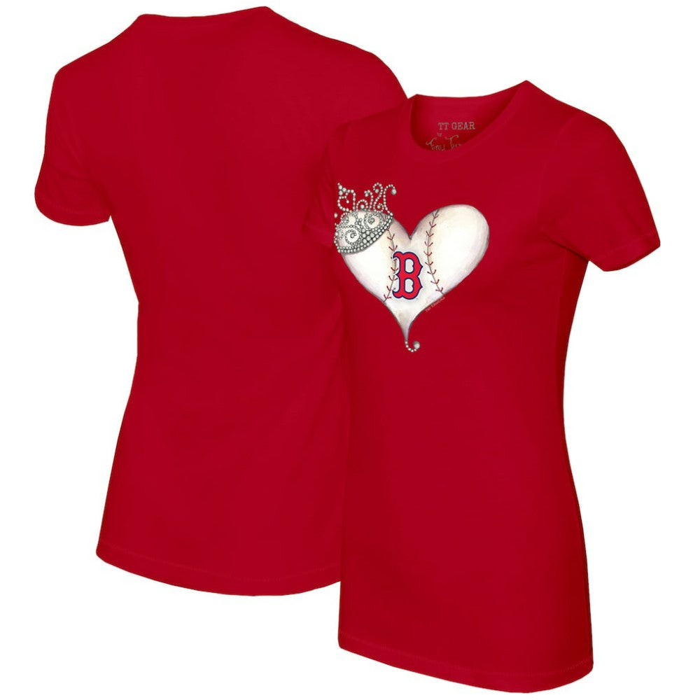 Boston Red Sox Tiny Turnip Women's Tiara Heart T-Shirt - Red T-shirts