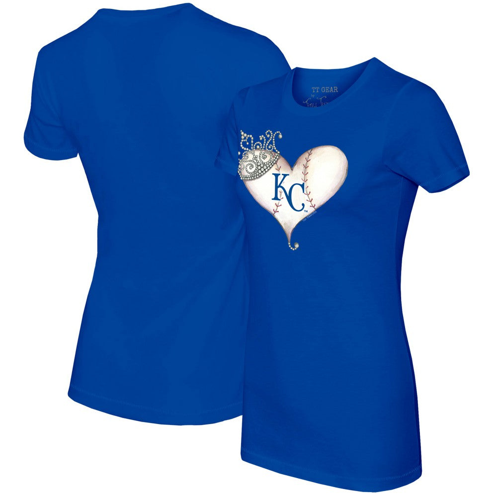 Kansas City Royals Tiny Turnip Women's Tiara Heart T-Shirt - Royal T-shirts
