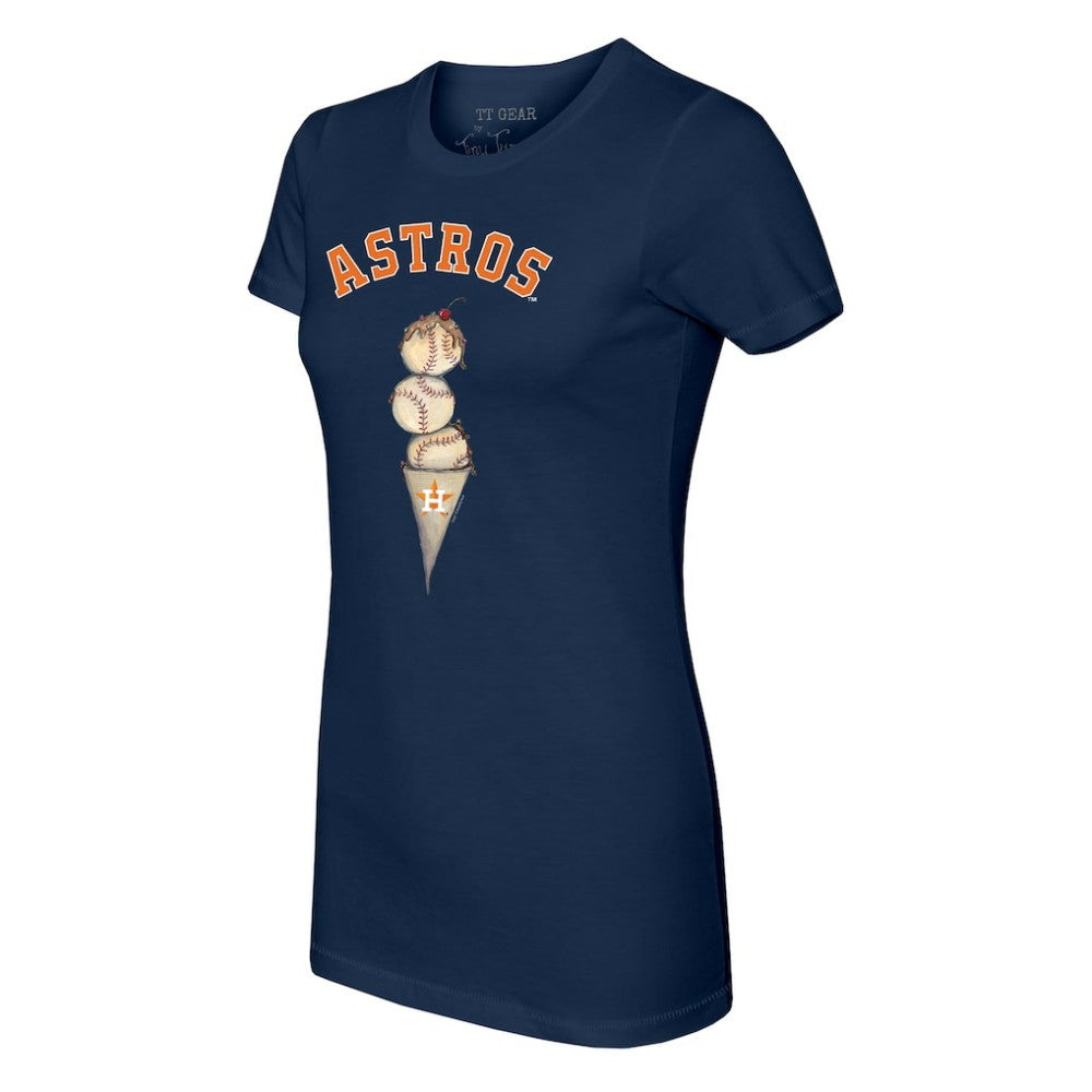 Houston Astros Tiny Turnip Women's Triple Scoop T-Shirt - Navy T-shirts