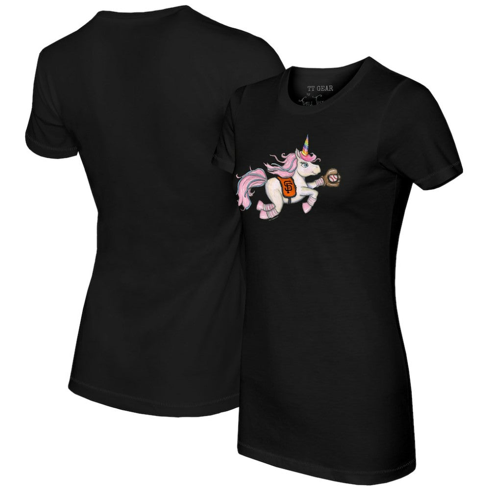 San Francisco Giants Tiny Turnip Women's Unicorn T-Shirt - Black T-shirts