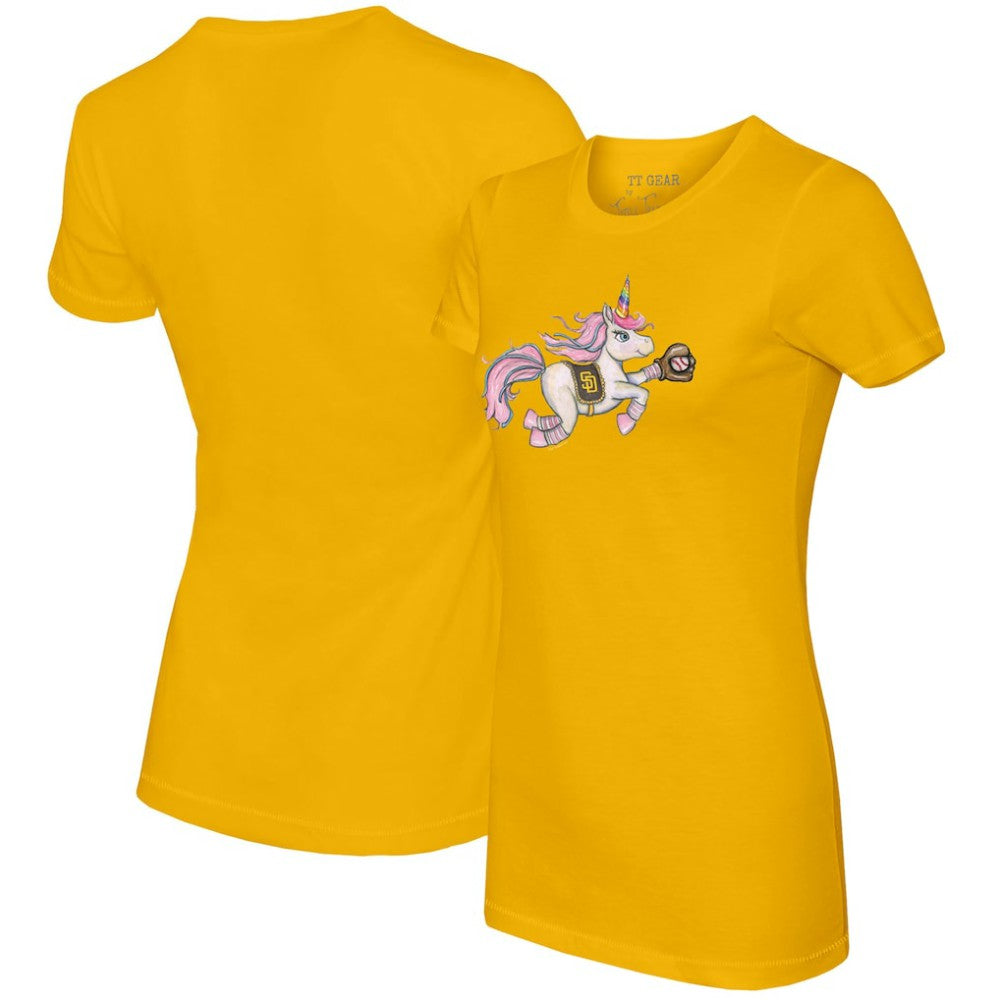 San Diego Padres Tiny Turnip Women's Unicorn T-Shirt - Gold T-shirts