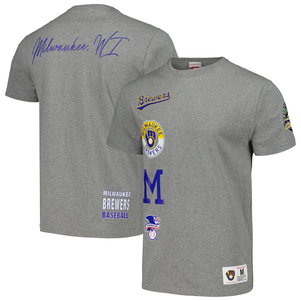 Milwaukee Brewers Mitchell & Ness Cooperstown Collection City Collection T-Shirt - Heather Gray T-shirts