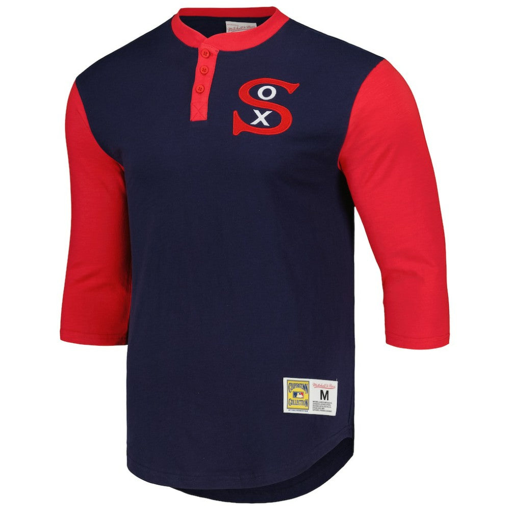 Chicago White Sox Mitchell & Ness Cooperstown Collection Legendary Slub Henley 3/4-Sleeve T-Shirt - Navy T-shirts