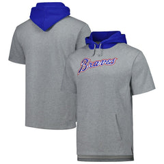 Atlanta Braves Mitchell & Ness Postgame Short Sleeve Pullover Hoodie - Heather Gray Hoodies