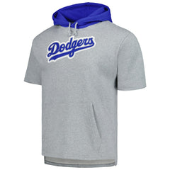 Los Angeles Dodgers Mitchell & Ness Postgame Short Sleeve Pullover Hoodie - Heather Gray Hoodies