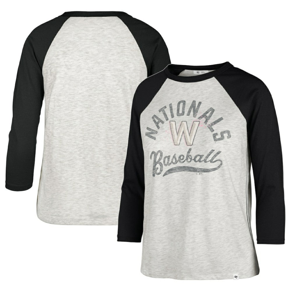 Washington Nationals '47 Women's City Connect Retro Daze Ava Raglan 3/4-Sleeve T-Shirt - Gray T-shirts