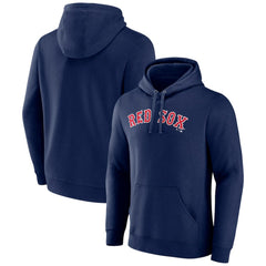 Boston Red Sox Official Wordmark Fitted Pullover Hoodie - Navy Hoodies