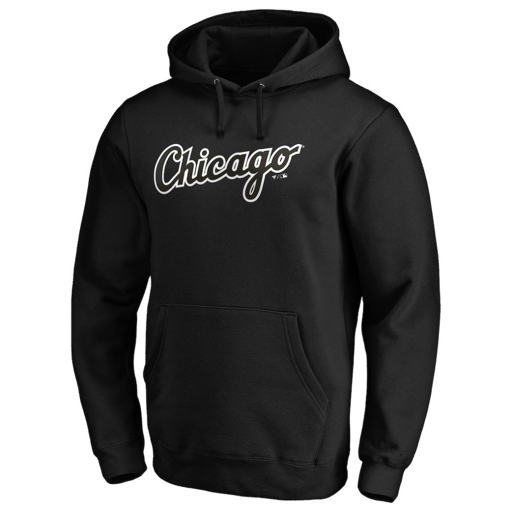 Chicago White Sox Official Wordmark Fitted Pullover Hoodie - Black Hoodies