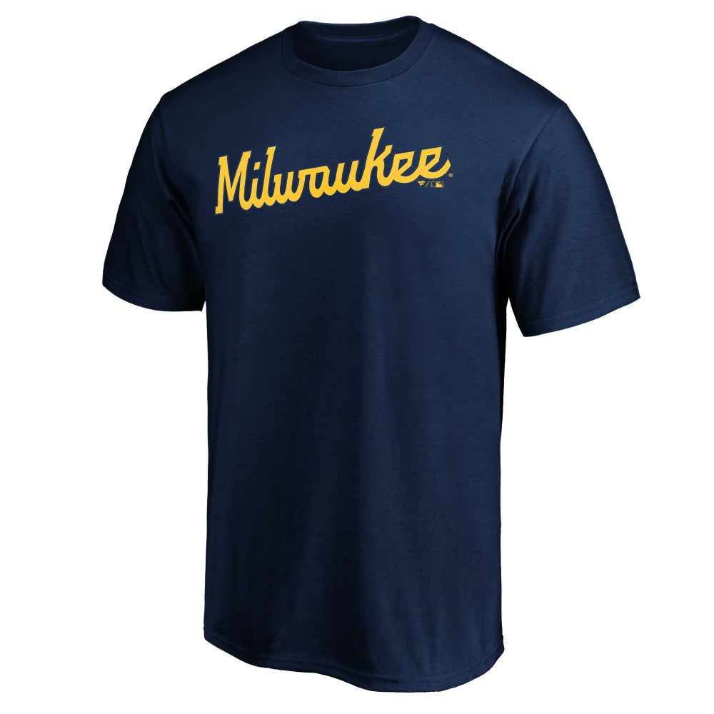 Milwaukee Brewers Official Team Wordmark T-Shirt - Navy T-shirts