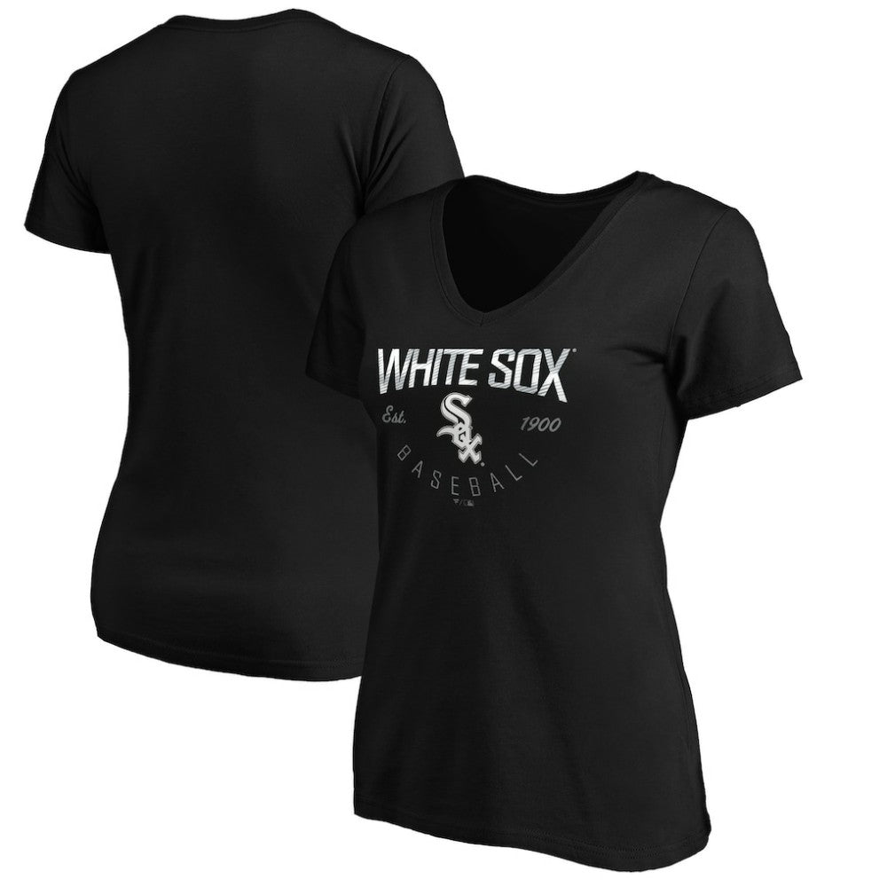 Chicago White Sox Women's Core Live For It V-Neck T-Shirt - Black T-shirts