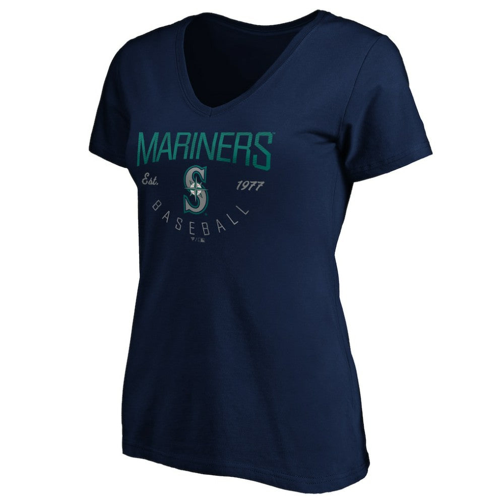 Seattle Mariners Women's Core Live For It V-Neck T-Shirt - Navy T-shirts