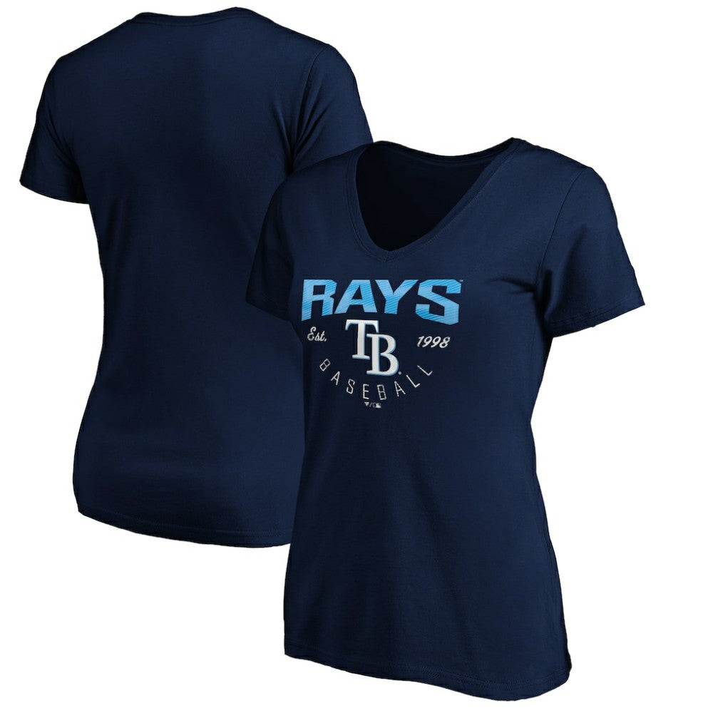Tampa Bay Rays Women's Core Live For It V-Neck T-Shirt - Navy T-shirts
