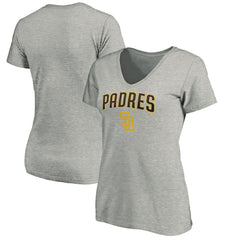San Diego Padres Women's Core Team Lock Up Wordmark V-Neck T-Shirt - Gray T-shirts