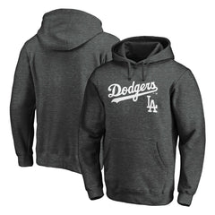 Los Angeles Dodgers Team Lock Up Wordmark Pullover Hoodie - Charcoal Hoodies