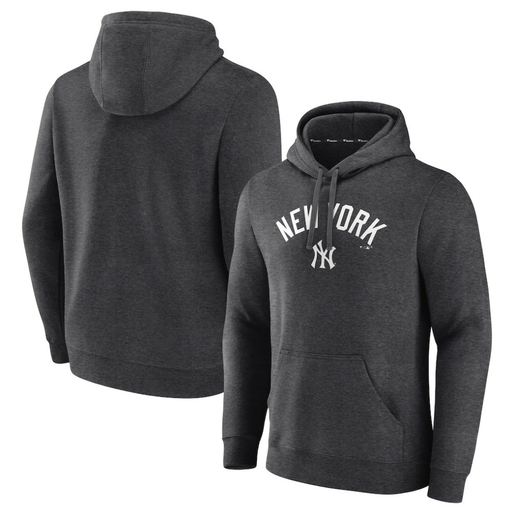 New York Yankees Team Lock Up Wordmark Pullover Hoodie - Charcoal Hoodies