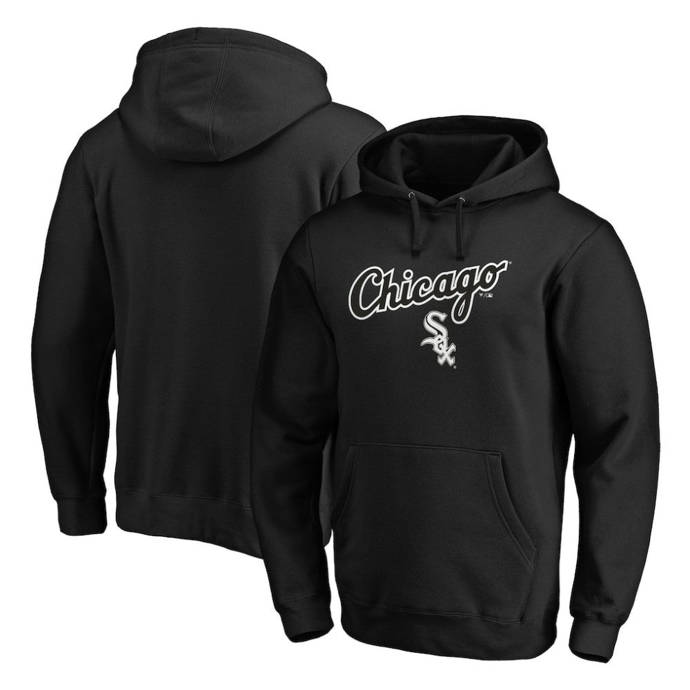 Chicago White Sox Team Lock Up Wordmark Pullover Hoodie - Black Hoodies