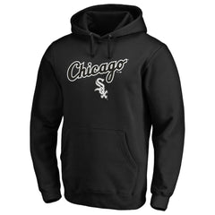 Chicago White Sox Team Lock Up Wordmark Pullover Hoodie - Black Hoodies