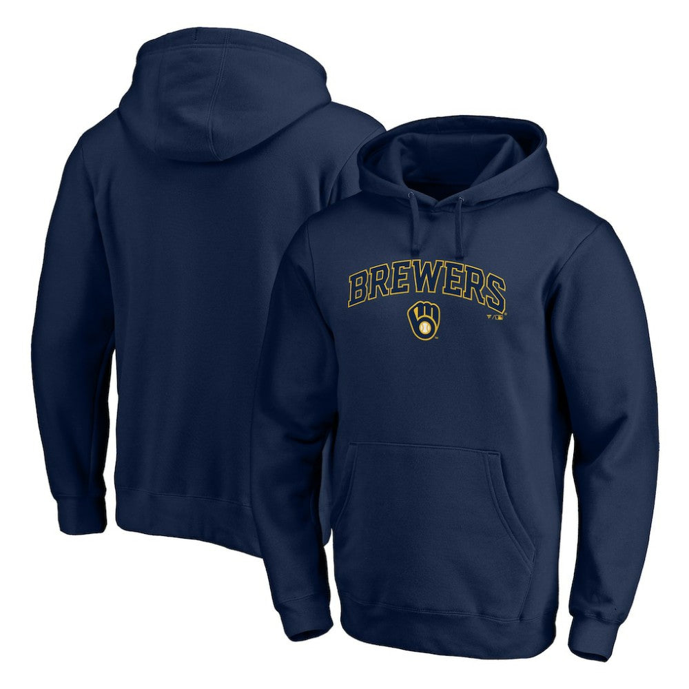 Milwaukee Brewers Team Lock Up Wordmark Pullover Hoodie - Navy Hoodies
