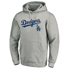 Los Angeles Dodgers Team Lock Up Wordmark Pullover Hoodie - Gray Hoodies