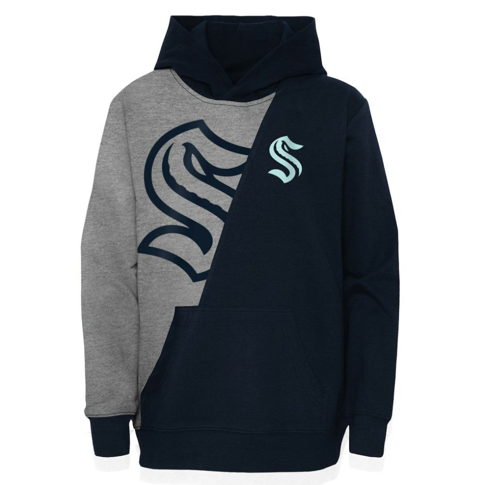 Seattle Kraken Youth Unrivaled Pullover Hoodie - Heather Gray/Deep Sea Blue | US 5310024