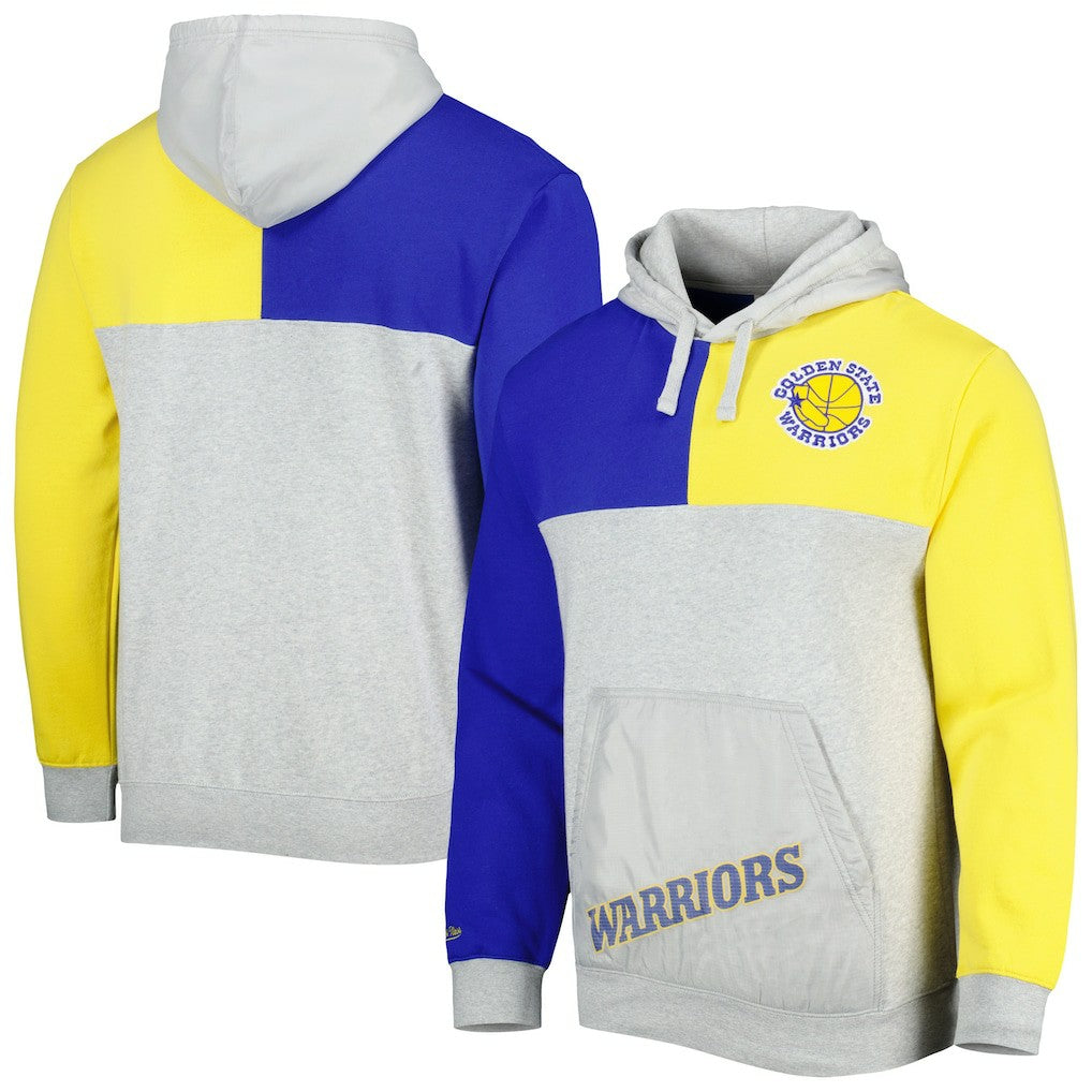 Golden State Warriors Tie-Breaker Pullover Hoodie Heather Gray - Mitchell & Ness