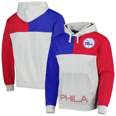 Philadelphia 76ers Tie-Breaker Pullover Hoodie Heather Gray - Mitchell & Ness