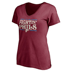 Philadelphia Phillies Women's Fightin' Phils V-Neck T-Shirt - Burgundy T-shirts