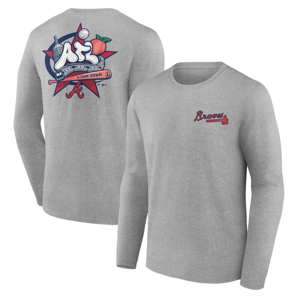 Atlanta Braves Nice Kicks Long Sleeve T-Shirt - Gray T-shirts