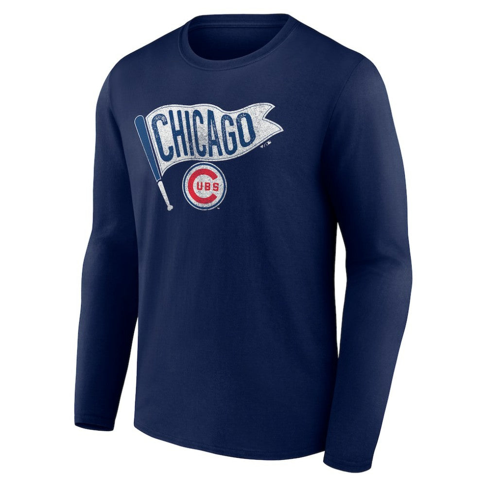 Chicago Cubs Flag Long Sleeve T-Shirt - Navy T-shirts