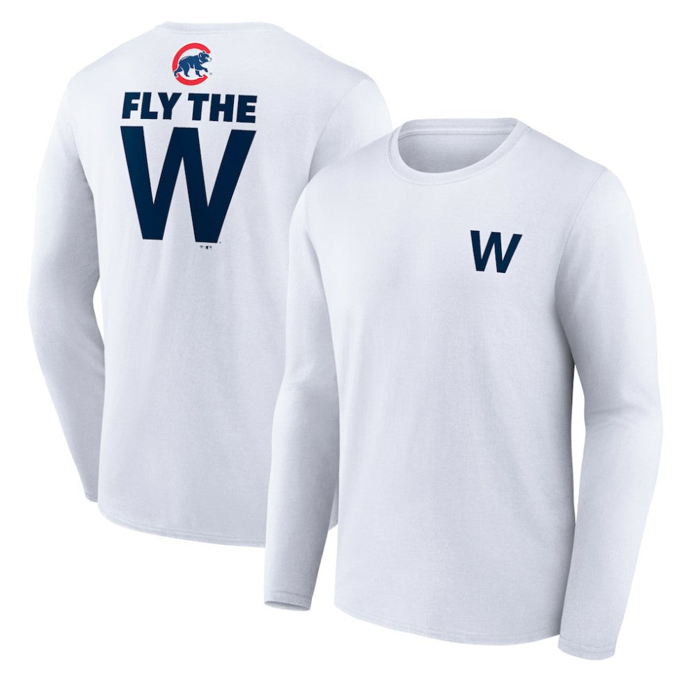 Chicago Cubs Fly the W Long Sleeve T-Shirt - White T-shirts