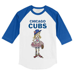 Chicago Cubs Tiny Turnip Youth Babes 3/4-Sleeve Raglan T-Shirt - White/Royal T-shirts