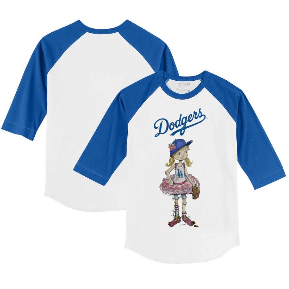 Los Angeles Dodgers Tiny Turnip Youth Babes 3/4-Sleeve Raglan T-Shirt - White/Royal T-shirts