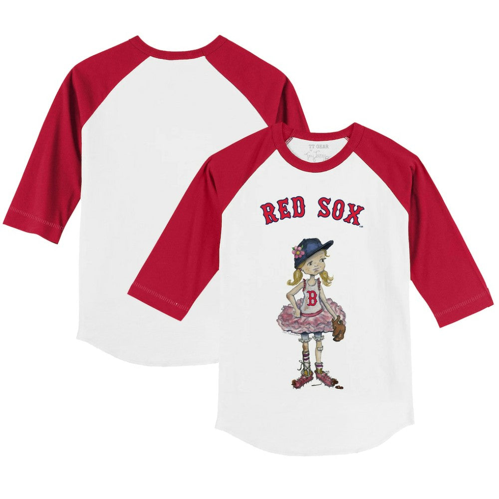 Boston Red Sox Tiny Turnip Youth Babes 3/4-Sleeve Raglan T-Shirt - White/Red T-shirts