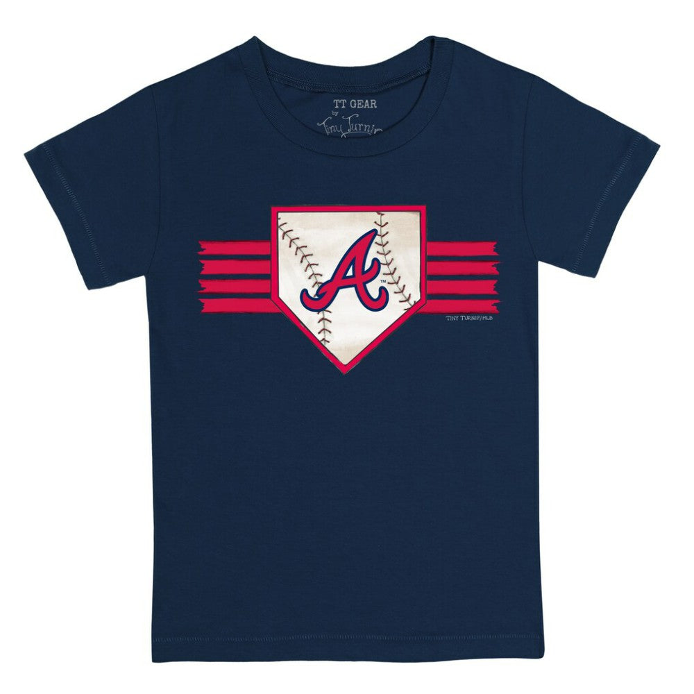 Atlanta Braves Tiny Turnip Youth Base Stripe T-Shirt - Navy T-shirts