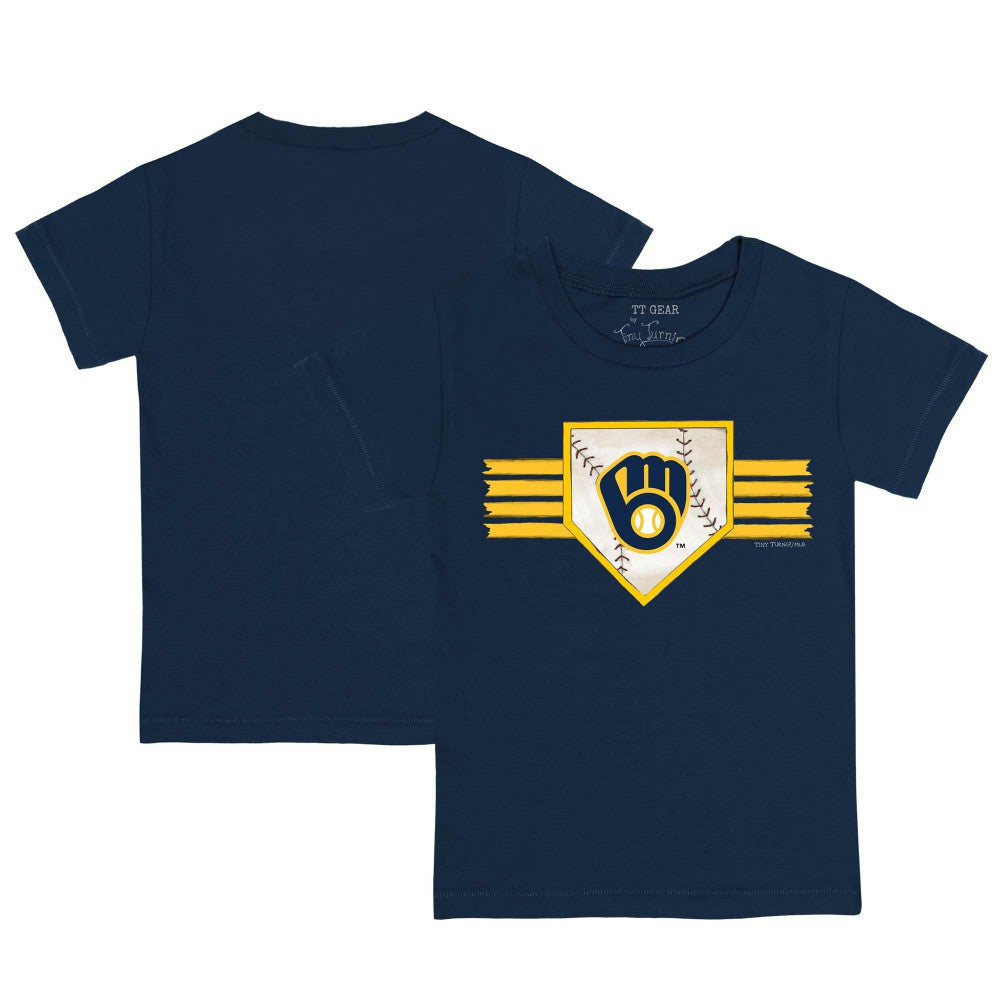 Milwaukee Brewers Tiny Turnip Youth Base Stripe T-Shirt - Navy T-shirts