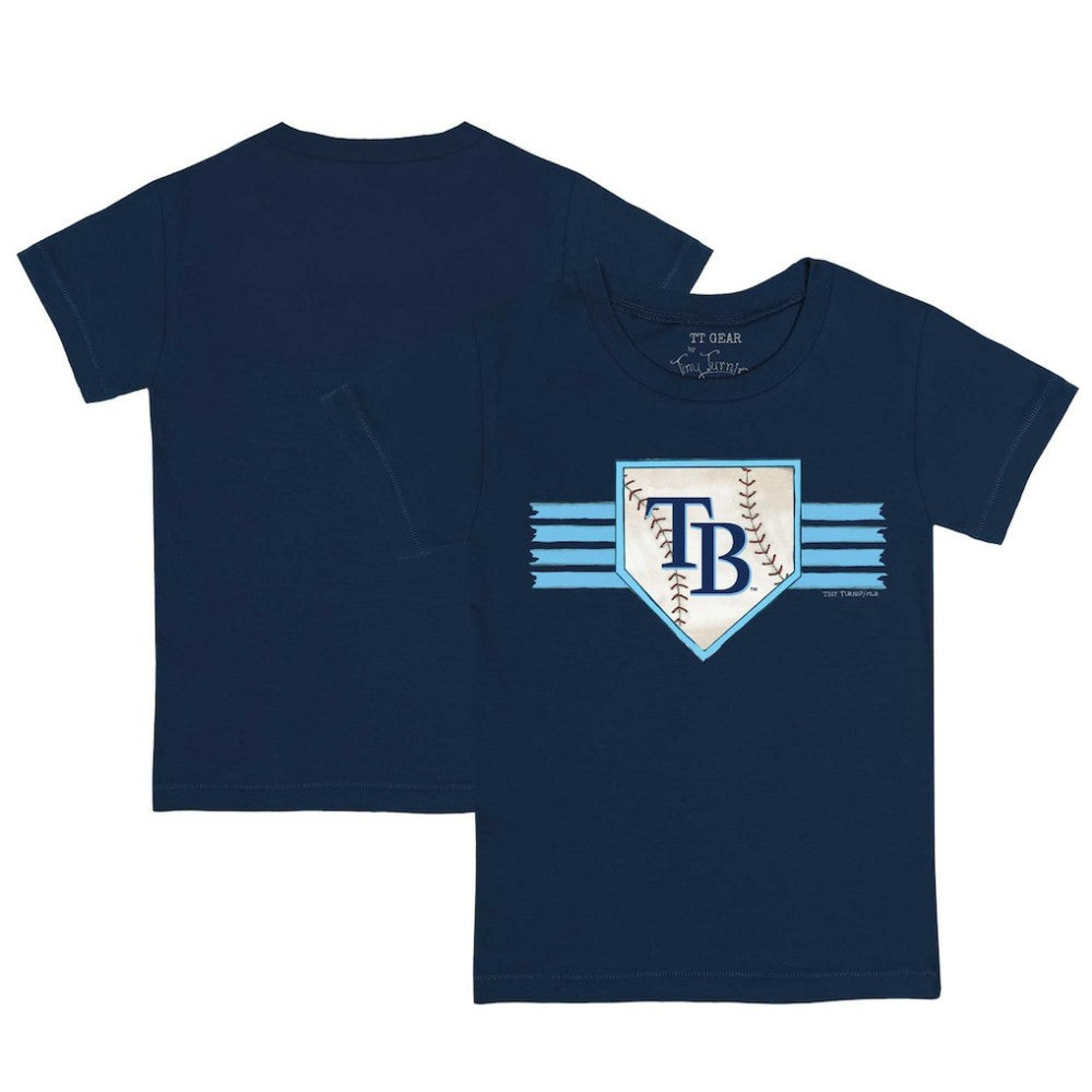 Tampa Bay Rays Tiny Turnip Youth Base Stripe T-Shirt - Navy T-shirts