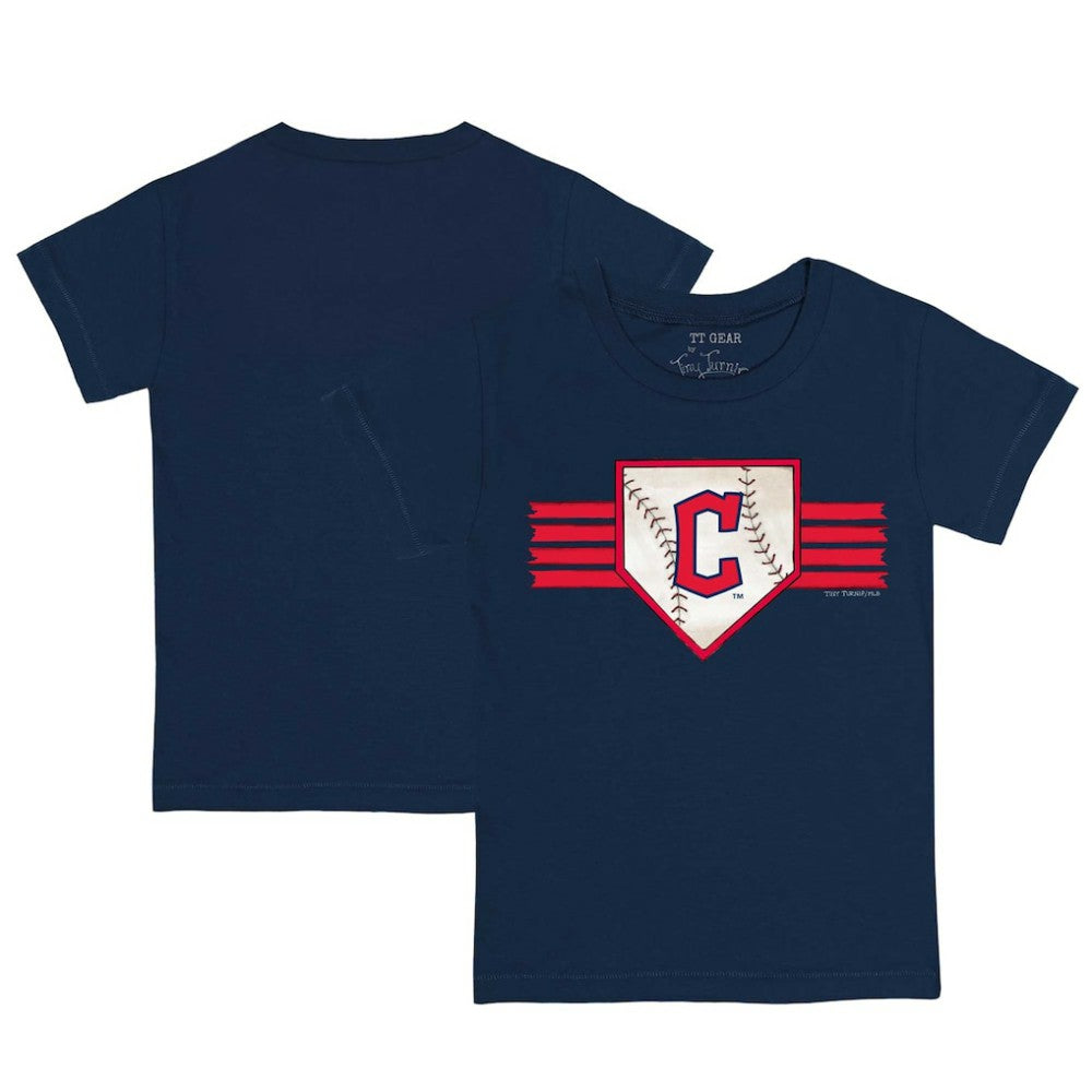 Cleveland Guardians Tiny Turnip Youth Base Stripe T-Shirt - Navy T-shirts