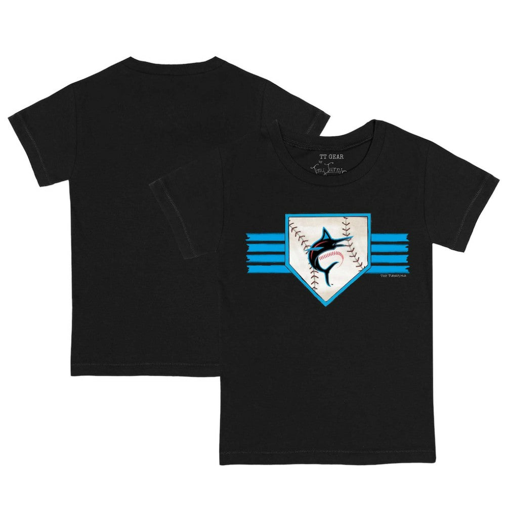 Miami Marlins Tiny Turnip Youth Base Stripe T-Shirt - Black T-shirts