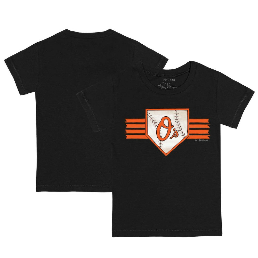 Baltimore Orioles Tiny Turnip Youth Base Stripe T-Shirt - Black T-shirts