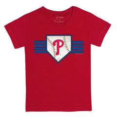 Philadelphia Phillies Tiny Turnip Youth Base Stripe T-Shirt - Red T-shirts