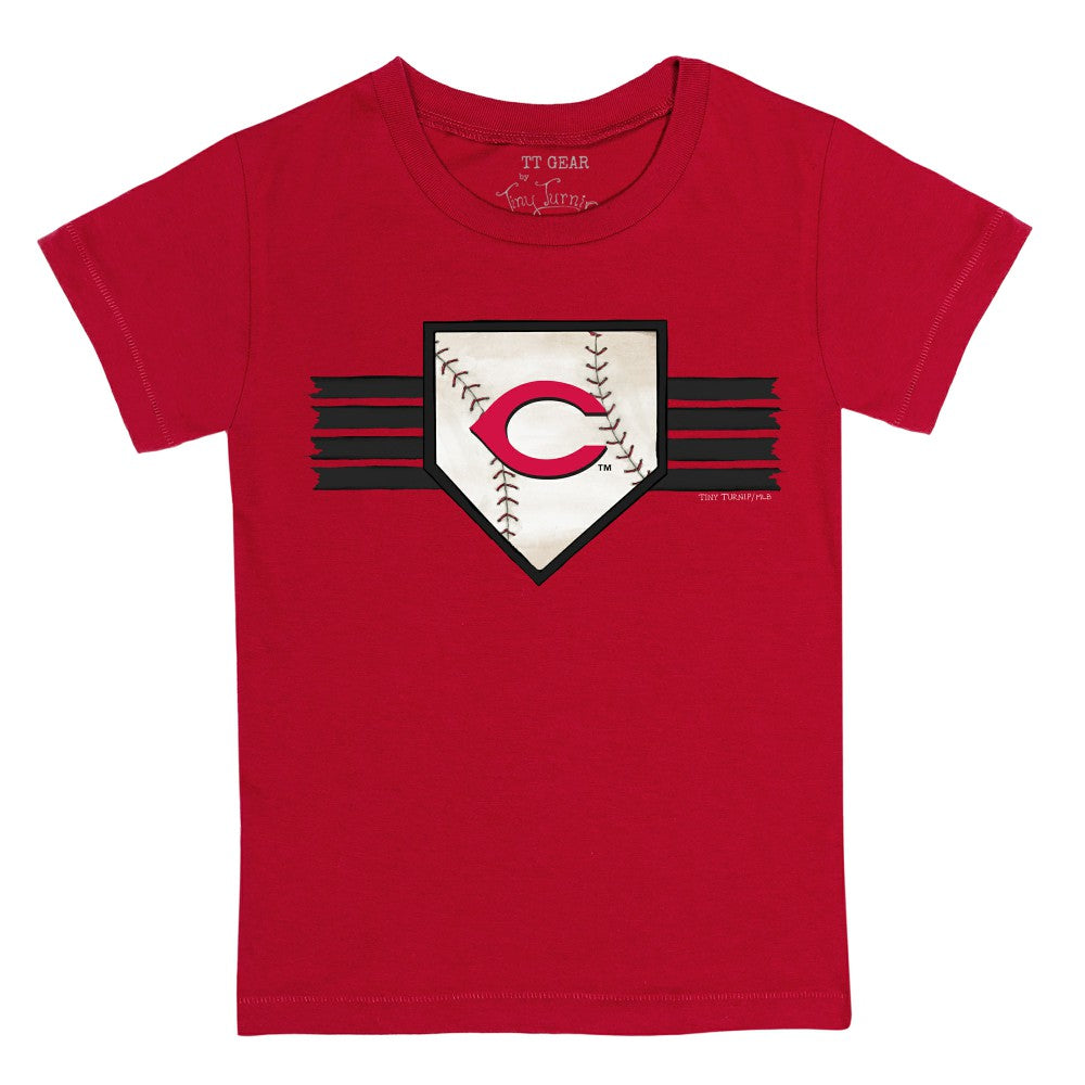 Cincinnati Reds Tiny Turnip Youth Base Stripe T-Shirt - Red T-shirts