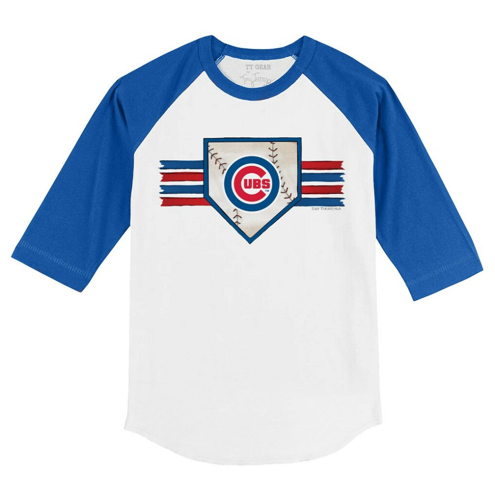 Chicago Cubs Tiny Turnip Youth Base Stripe 3/4-Sleeve Raglan T-Shirt - White/Royal T-shirts