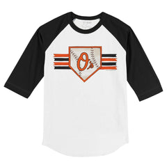 Baltimore Orioles Tiny Turnip Youth Base Stripe 3/4-Sleeve Raglan T-Shirt - White/Black T-shirts
