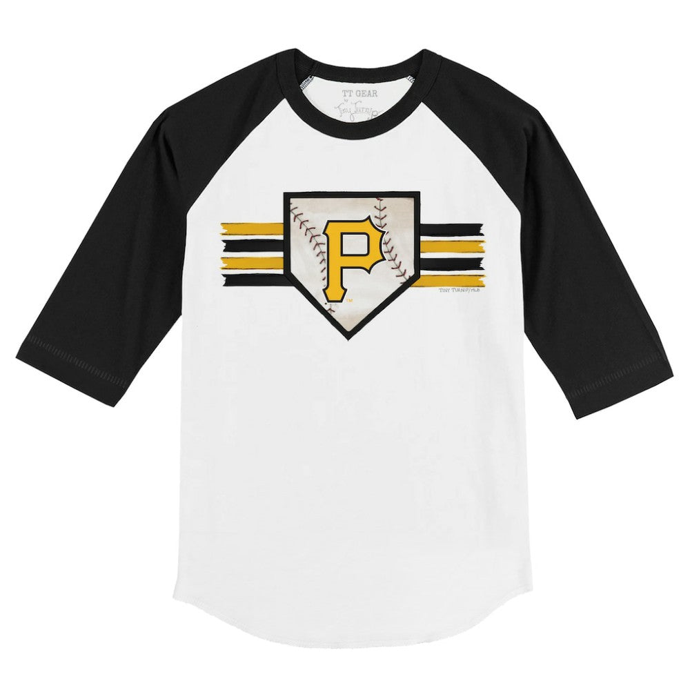 Pittsburgh Pirates Tiny Turnip Youth Base Stripe 3/4-Sleeve Raglan T-Shirt - White/Black T-shirts